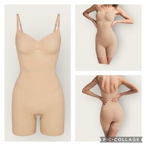 SKIMS NWOT Seamless Sculpt Mid Thigh Bodysuit Shapewear
Clay Small